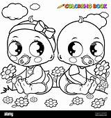 Babies Playing Outdoors Black And White Coloring Page Stock Photo  Alamy sketch template