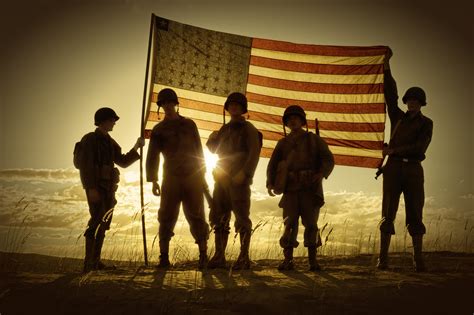 Soldier Silhouette Holding Flag