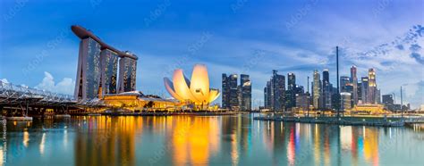 Singapore Skyline and view of Marina Bay at Dusk Stock Photo | Adobe Stock