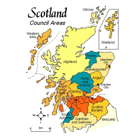 Map of the Scottish Council Areas