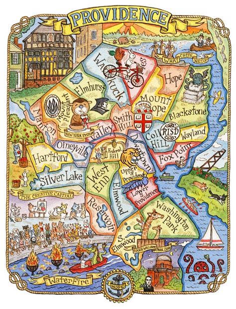 Providence Rhode Island Art Map 8 x 10 - Etsy España