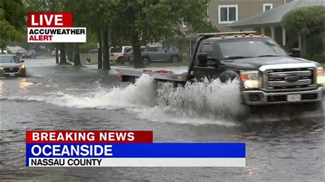 Flooding turns Long Island roads into rivers amid heavy rainfall - YouTube