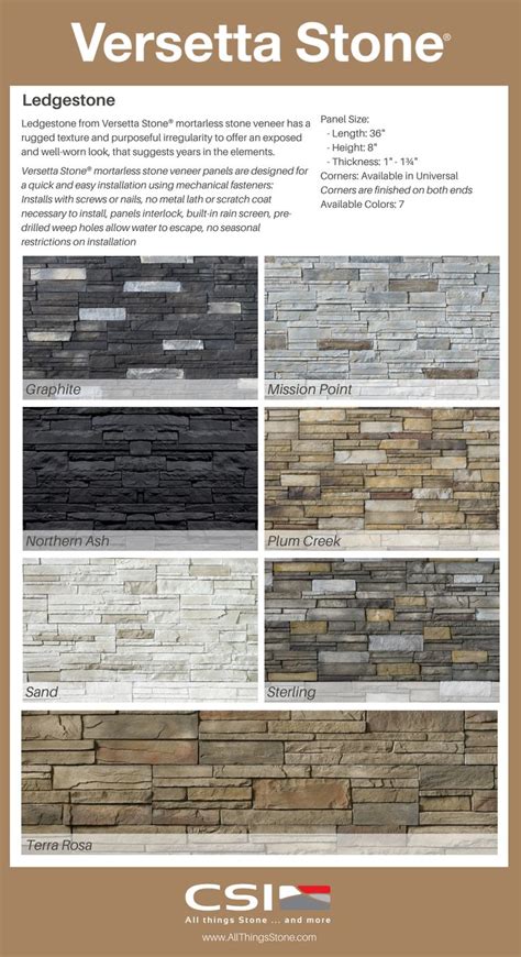 an advertisement for versteta stone, which includes several different types of bricks and colors