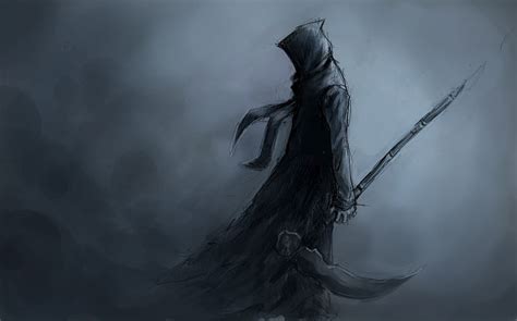 HD wallpaper: grim reaper digital painting, dark, warrior, hoods, sword ...