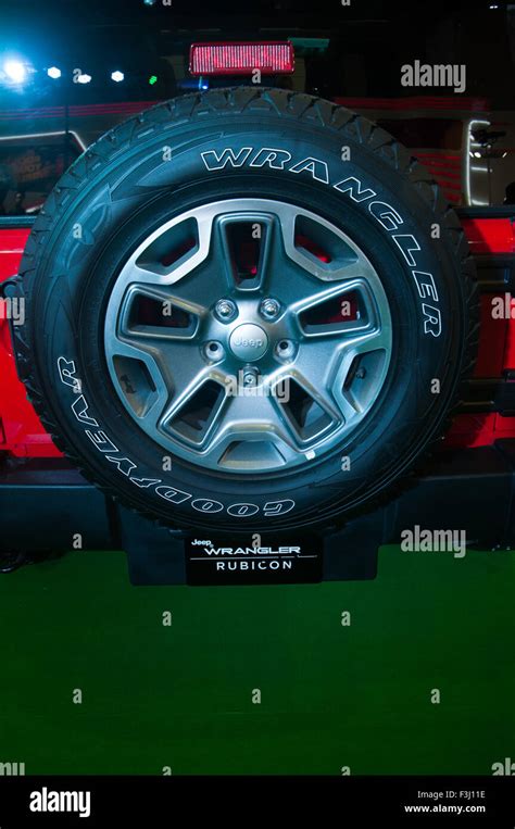 Goodyear Wrangler tire attached on the back Wrangler Jeep Stock Photo ...