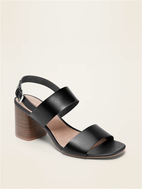 Faux-Leather Slingback Block-Heel Sandals for Women | Old Navy