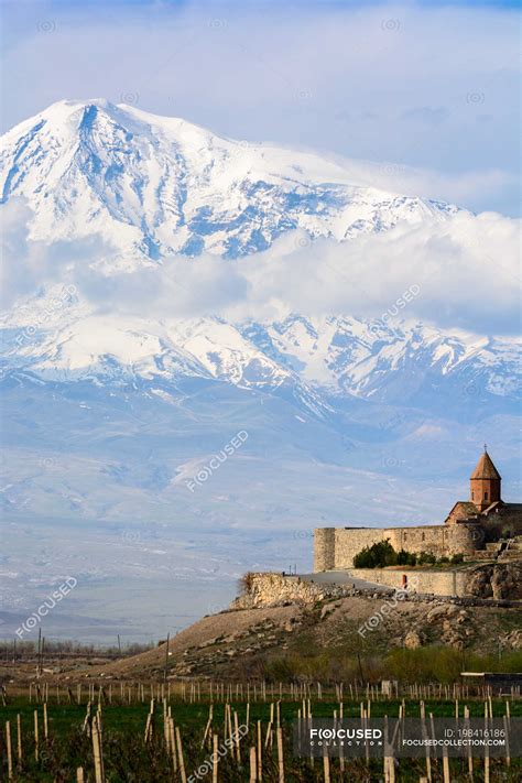 Armenia, Ararat Province, The monastery, set against the backdrop of the Ararat, is a national ...