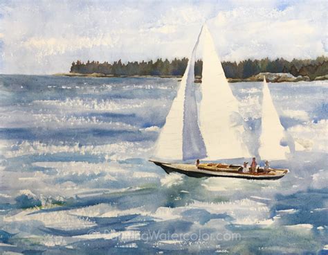 Sailboat Painting Tutorial Watercolor Painting Tutorial | Sailboat painting, Sailboat painting ...