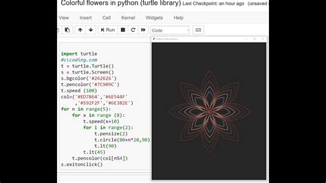 Colorful flowers in Python ( turtle library) - YouTube