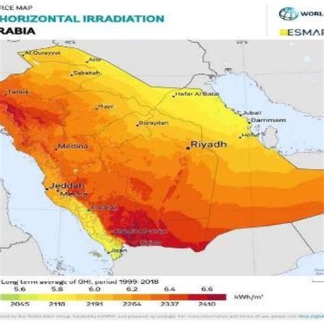 Data map for Global Solar Horizontal Irradiance (GHI) in NEOM city ...