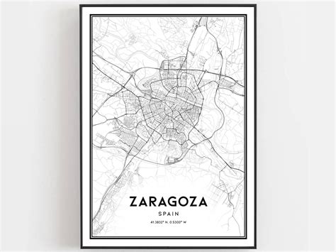 Zaragoza Map Print Zaragoza Map Poster Wall Art Zaragoza | Etsy