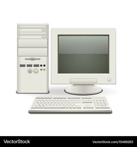 Old computer isolated on white Royalty Free Vector Image