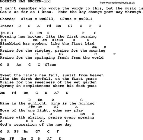 Wedding Hymns and songs: Morning Has Broken - lyrics, chords and PDF