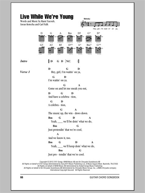 Live While We're Young by One Direction Sheet Music for Guitar Chords ...