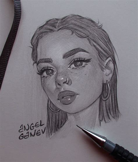 ArtStation - Pencil Sketches 📐, Angel Ganev | Face artwork, Art drawings sketches creative ...