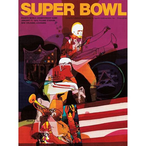 1970 Chiefs vs Vikings 22" x 30" Canvas Super Bowl IV Program | Nfl ...