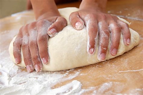 Up Close Photo Of Hands Kneading Bread Dough Stock Photo - Download Image Now - iStock