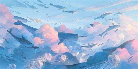 the sea of the sky on Behance | Desktop wallpaper art, Anime scenery wallpaper, Cute laptop ...