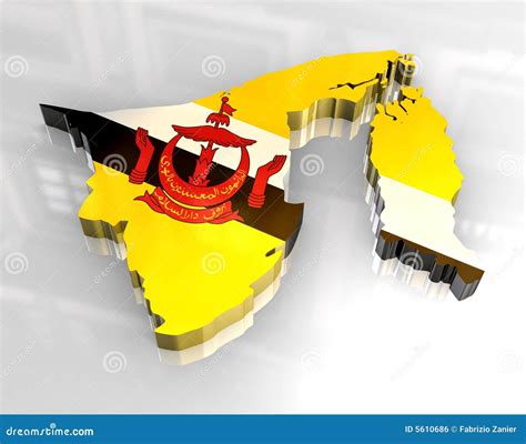 3d flag map of brunei stock illustration. Image of symbolic - 5610686