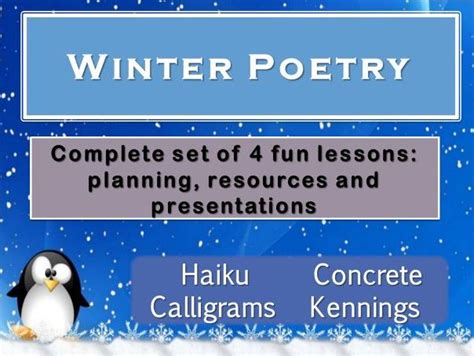 Winter Poetry Forms - 4 complete lessons | Teaching Resources | Winter poetry, Forms of poetry ...