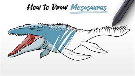 How to Draw Mosasaurus dinosaur from Jurassic World Easy Step By Step - YouTube