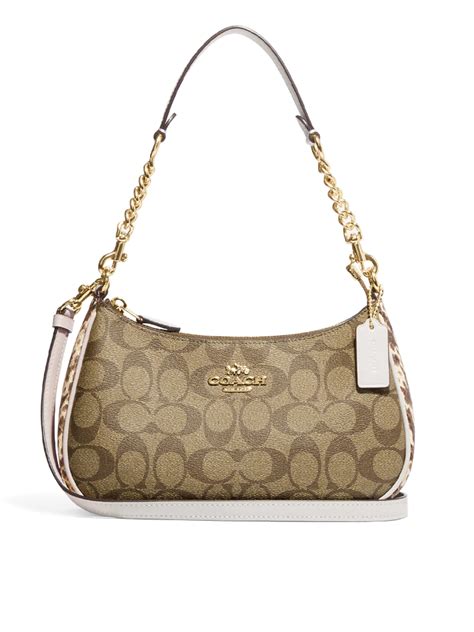 Coach Teri Shoulder Bag In Signature Canvas Khaki Chalk Multi – Balilene