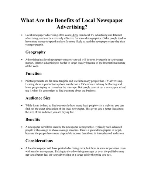 What Are the Benefits of Local Newspaper Advertising?