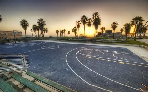 Stunning HD Basketball Court Wallpaper at Sunset