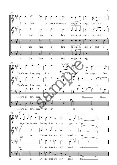 Every Time We Say Goodbye - TTBB - Alan Simmons Music - Choral Sheet Music for Choirs & Schools