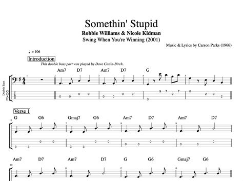 "Somethin' Stupid" · Robbie Williams & Nicole Kidman || Vocals + Guitar + Bass || Sheet music ...