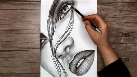 How to Draw a Realistic Face with Pencil | Girl Face Drawing Step by step - YouTube