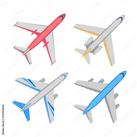 Aircraft Top View Vector Illustrations Set Stock Vector | Adobe Stock