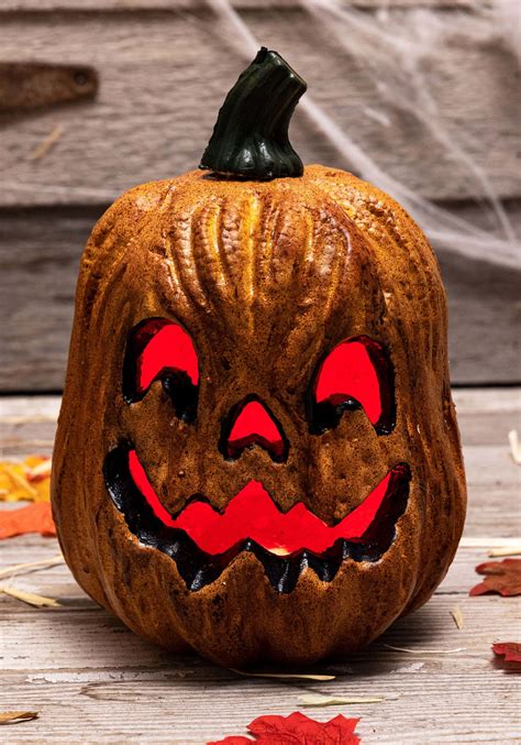 Light Up Scary Pumpkin Face with Red Lights Halloween Decoration