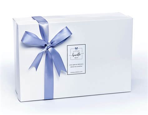 White Gift Box With Ribbon & Babyshower Card – Little Bundle Box