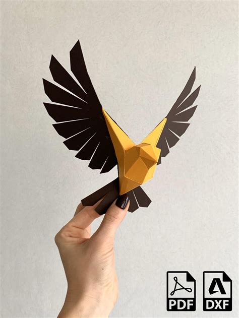 Sparrow Make Your Own Low Poly Bird on Fly, Geometric Bird, Paper ...