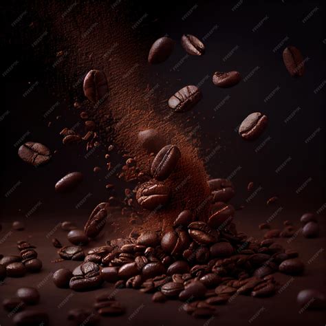 Premium Photo | Coffee beans falling down over black background ...