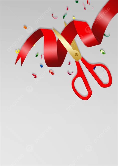 Opening Ceremony Ribbon Cutting Ribbon Scissors Confetti Background Wallpaper Image For Free ...