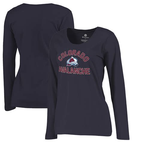 Women's Colorado Avalanche Fanatics Branded Navy Overtime Plus-Size Long Sleeve V-Neck T-Shirt