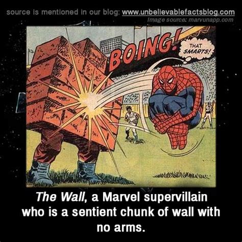 The Wall, a Marvel supervillain who is a sentient chunk of wall with no arms. | Superhero facts ...