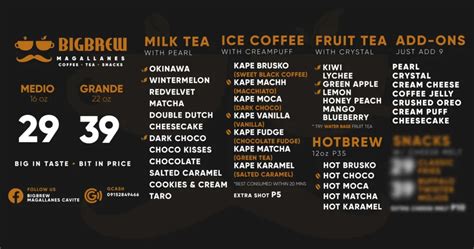 Big Brew Menu & Updated Prices in Philippines 2023