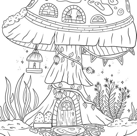 Cottagecore Mushroom Coloring Page Printable Coloring Page - Etsy Canada | Enchanted forest ...