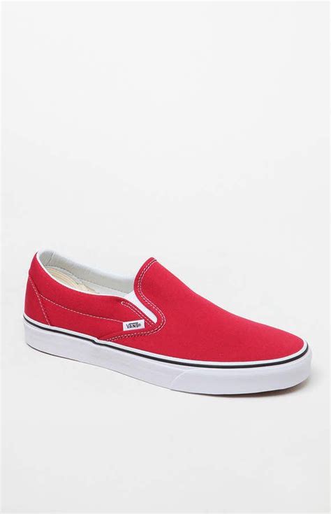 Vans Classic Red Slip-On Shoes | Slip on shoes, Vans, Shoes