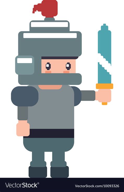 Soldier male pixel video game play icon Royalty Free Vector