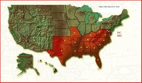 Jim Crow Laws: Map of the United States during the time of Jim Crow Laws