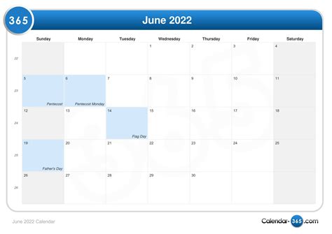 June 2022 Calendar