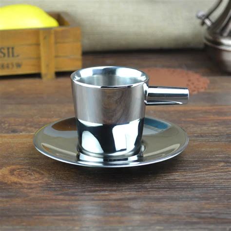 Fashion stainless steel coffee cup double layer exquisite small ...