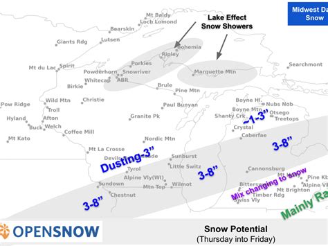 Narrow Swath of Moderate to Heavy Snow Exp... | Midwest Daily Snow | Snow Forecast & Ski Report ...