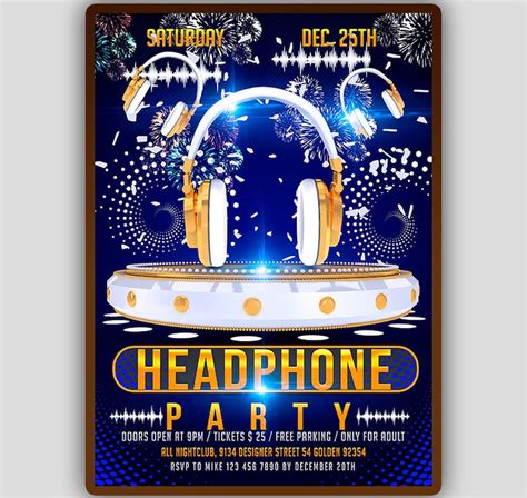 Headphone party dj party invitation music party flyer music | Etsy