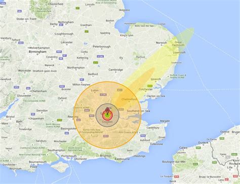 Nuclear Bomb Blast Radius Map