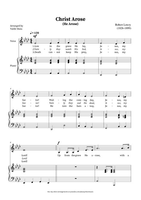 Christ Arose (He Arose) - Voice and Piano (Ab) Sheet Music | Robert Lowry | Piano & Vocal